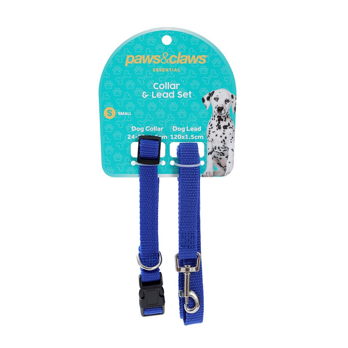 Paws & Claws ESSENTIALS COLLAR & LEAD SET COLS SML 24 - 39CM LEAD 120X1.5CM BLK/RED/BLUE