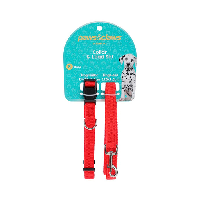 Paws & Claws ESSENTIALS COLLAR & LEAD SET COLS SML 24 - 39CM LEAD 120X1.5CM BLK/RED/BLUE