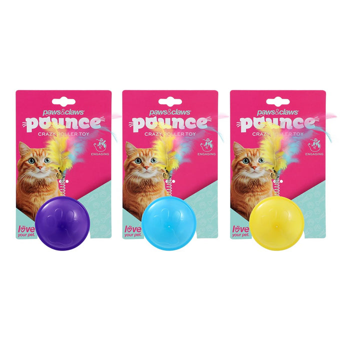 Paws & Claws POUNCE CRAZY ROLLING CAT TOY 10X4CM