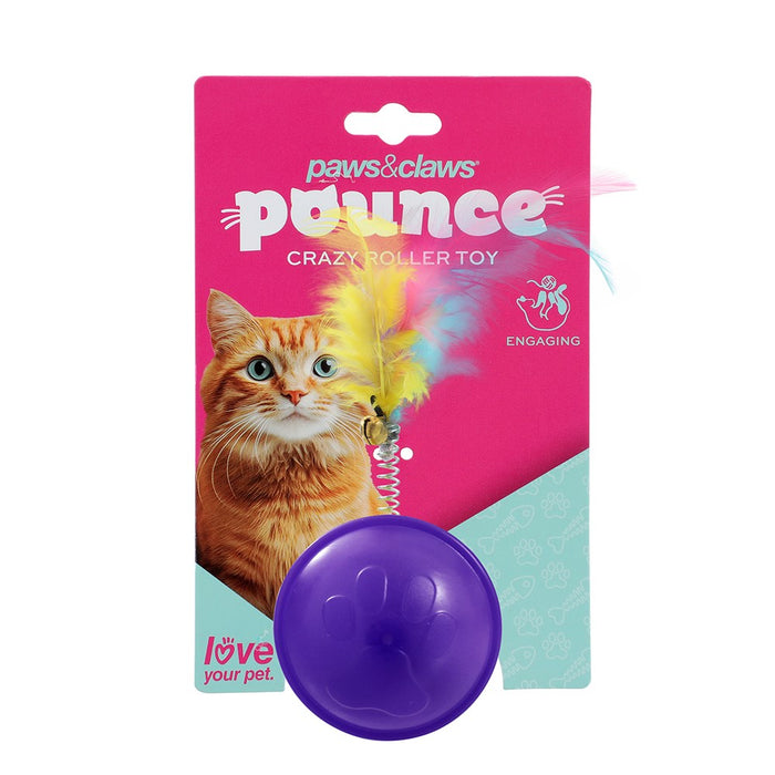 Paws & Claws POUNCE CRAZY ROLLING CAT TOY 10X4CM