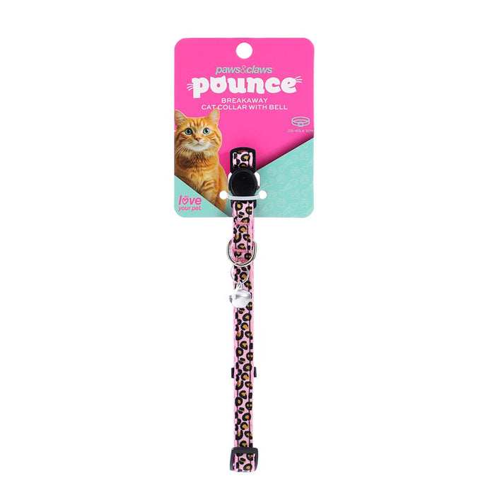 Paws & Claws POUNCE BREAKAWAY CAT COLLAR CHEETAH PATTERN W/ BELL 25-45CM