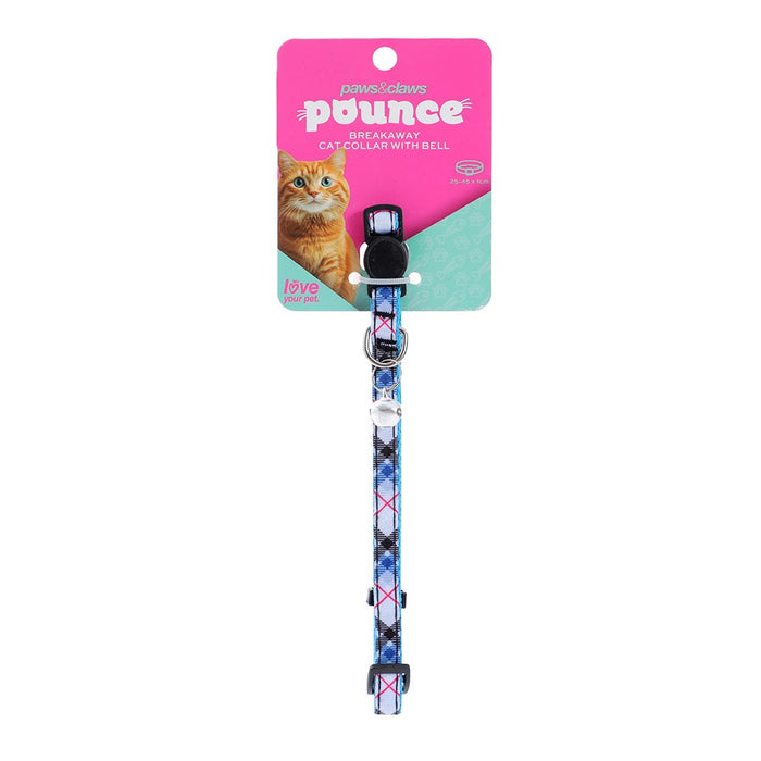 Paws & Claws POUNCE BREAKAWAY CAT COLLAR PLAID PATTERN W/ BELL 25-45CM