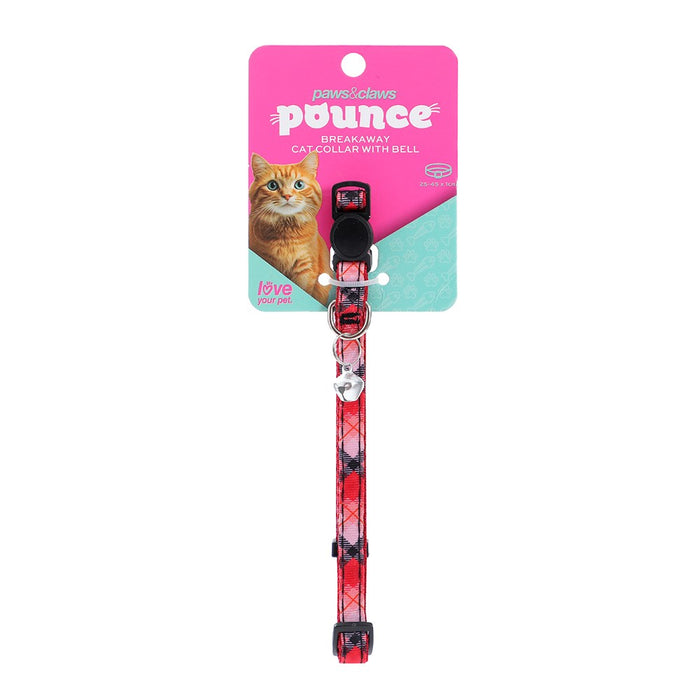 Paws & Claws POUNCE BREAKAWAY CAT COLLAR PLAID PATTERN W/ BELL 25-45CM