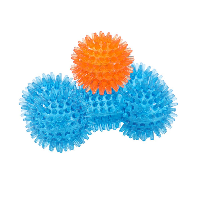 Paws & Claws MINI SPIKEY BONE AND BALL 2PK COLS BONE 11X7.5X5CM BALL 5CM