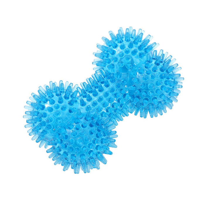 Paws & Claws MINI SPIKEY BONE AND BALL 2PK COLS BONE 11X7.5X5CM BALL 5CM