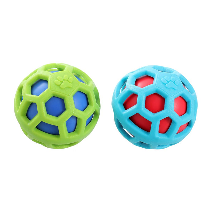 Paws & Claws BOUNCE & SQUEAK TPR CAGE BALL COLS 9CM