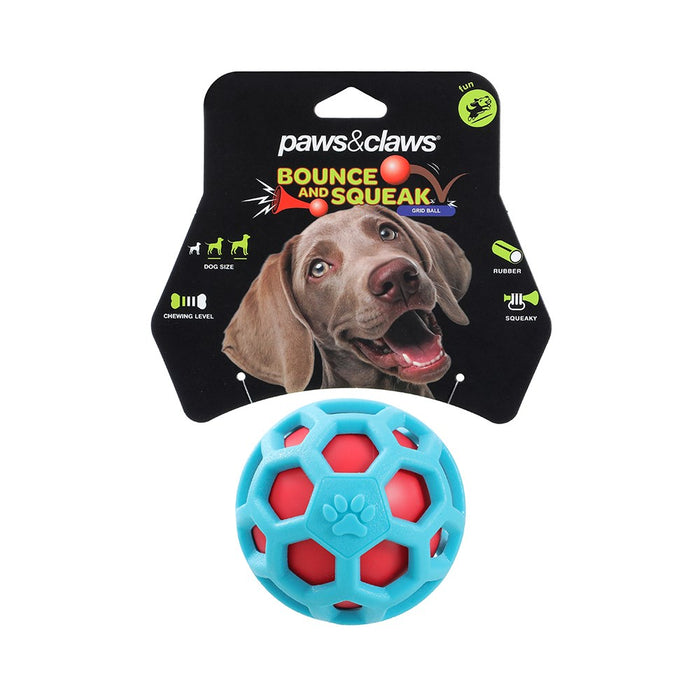 Paws & Claws BOUNCE & SQUEAK TPR CAGE BALL COLS 9CM