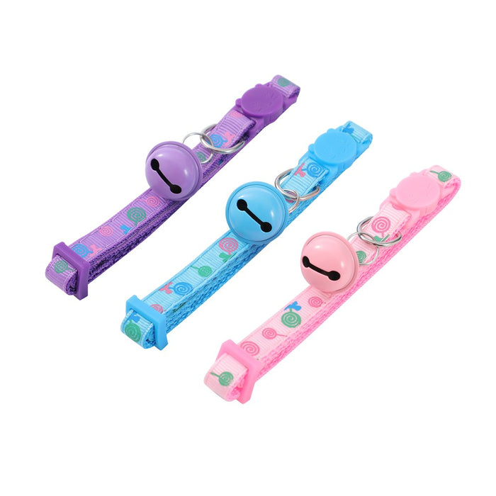 Paws & Claws POUNCE BREAKAWAY CAT COLLAR W/ LOLLIPOP PRINT AND BELL 17-32CX1CM COLS