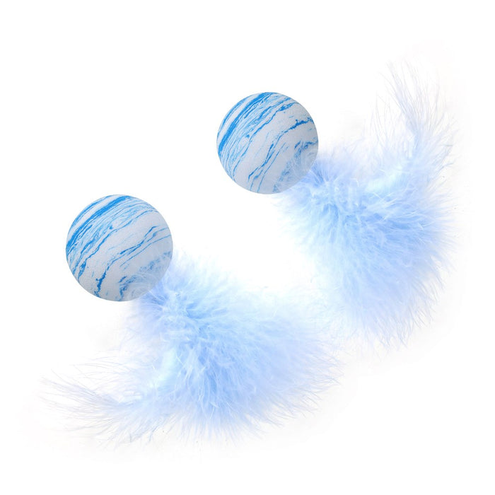Paws & Claws POUNCE FOAM CAT TOYS 2PK BALLS WITH FEATHER