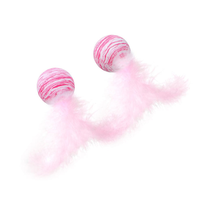 Paws & Claws POUNCE FOAM CAT TOYS 2PK BALLS WITH FEATHER