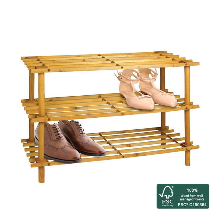 Boxsweden Shoe Rack 3 Tier 74X26X49Cm Wooden *Fsc100% Scs-Coc-009941