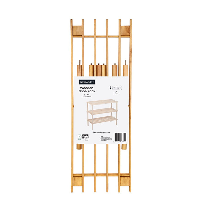 Boxsweden Shoe Rack 3 Tier 74X26X49Cm Wooden *Fsc100% Scs-Coc-009941