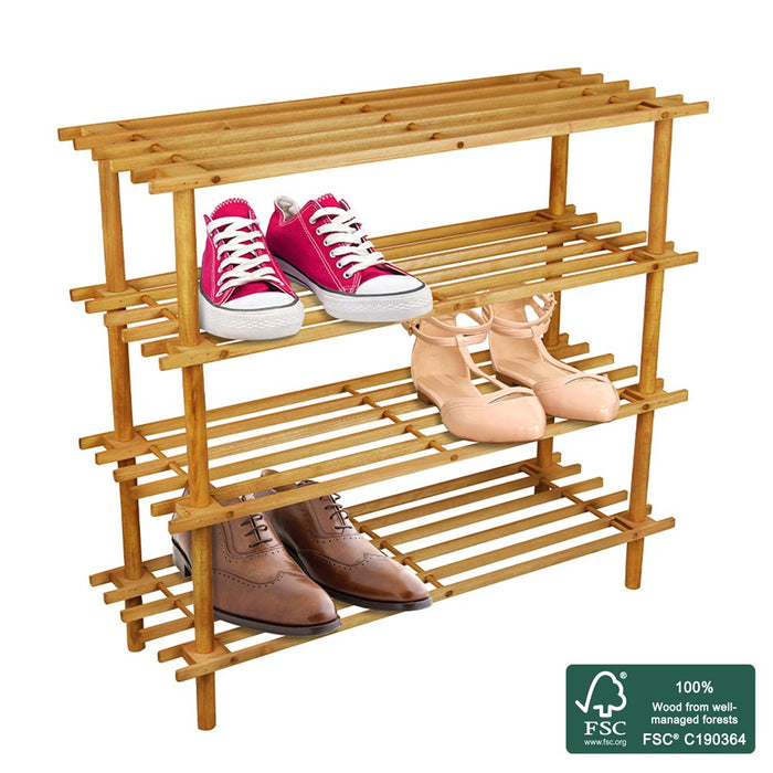 Boxsweden Shoe Rack 4 Tier 74X26X70Cm Wooden *Fsc100% Scs-Coc-009941