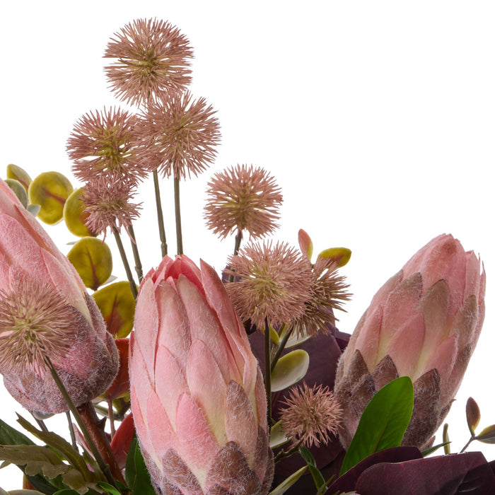 NSIMG-SHA256:4b1237ecabf34fbdf1ca39a23baec2bac9e54112ef955357d0b9bfcaa931711e · Isalbi Rogue Protea Eucalyptus Mix - Pail Pink & Burgundy