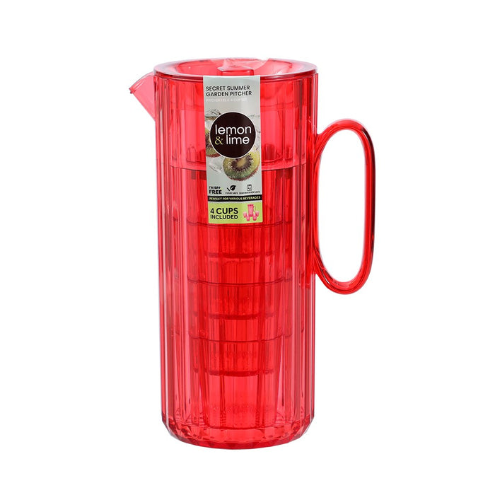Lemon & Lime SECRET SUMMER GARDEN PITCHER 1.9L & 4 CUP 370ML SET