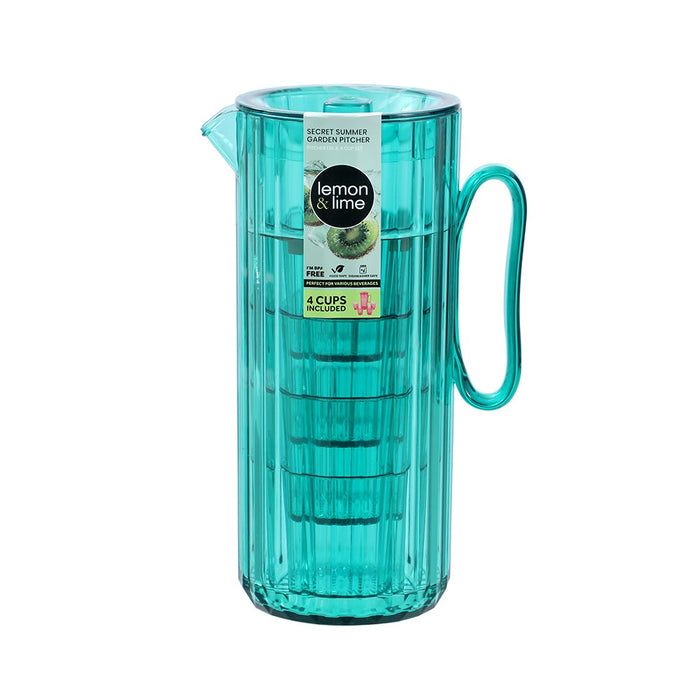 Lemon & Lime SECRET SUMMER GARDEN PITCHER 1.9L & 4 CUP 370ML SET