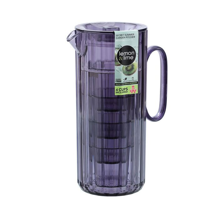 Lemon & Lime SECRET SUMMER GARDEN PITCHER 1.9L & 4 CUP 370ML SET