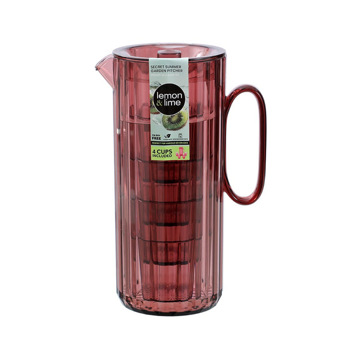 Lemon & Lime SECRET SUMMER GARDEN PITCHER 1.9L & 4 CUP 370ML SET