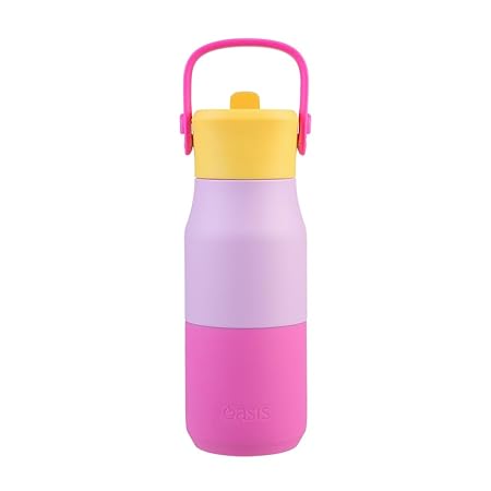 S/S D/WALL INS. DRINK BOTTLE W/SIPPER 400ML BUBBLEGUM PINK