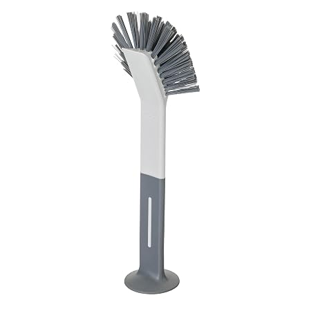 Standing Oval Grey Dish Brush With Suction Cup