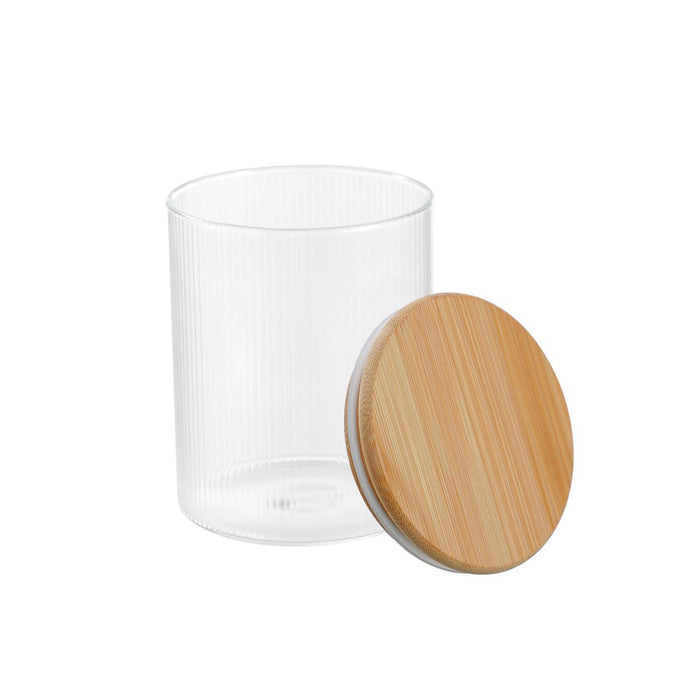 Lemon & Lime CAMDEN RIBBED GLASS JAR WITH BAMBOO LID 650ML
