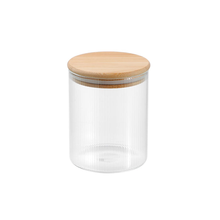 Lemon & Lime CAMDEN RIBBED GLASS JAR WITH BAMBOO LID 650ML