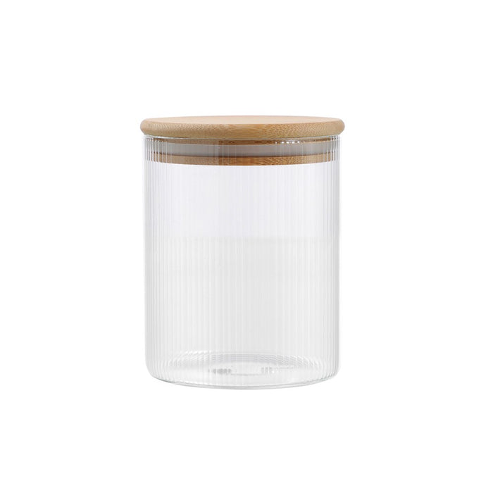 Lemon & Lime CAMDEN RIBBED GLASS JAR WITH BAMBOO LID 650ML