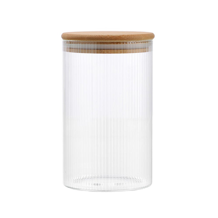 Lemon & Lime CAMDEN RIBBED GLASS JAR WITH BAMBOO LID 1050ML