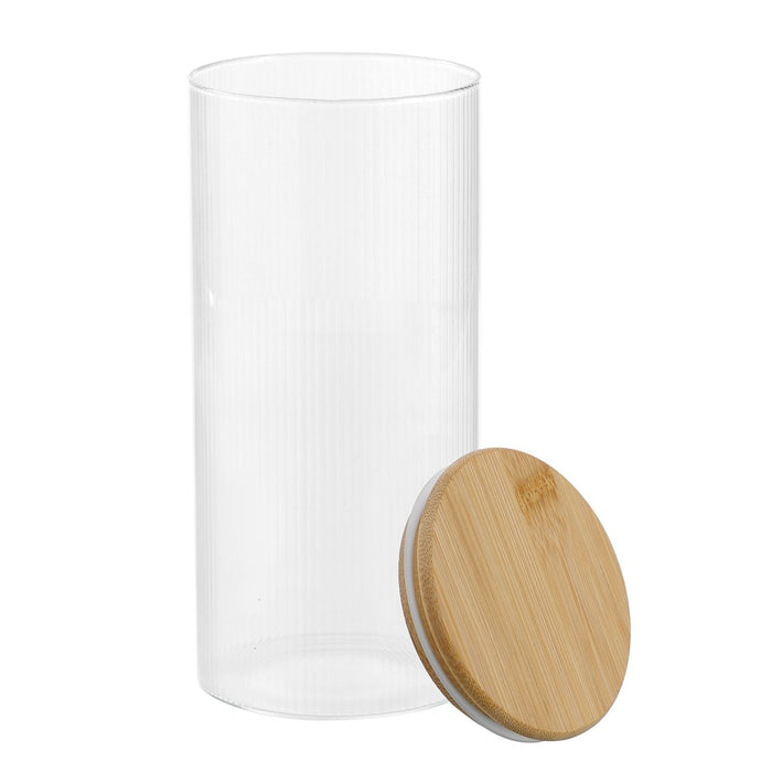 Lemon & Lime CAMDEN RIBBED GLASS JAR WITH BAMBOO LID 1400ML