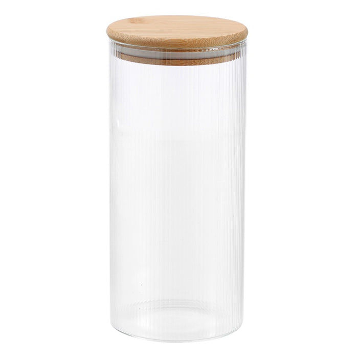 Lemon & Lime CAMDEN RIBBED GLASS JAR WITH BAMBOO LID 1400ML