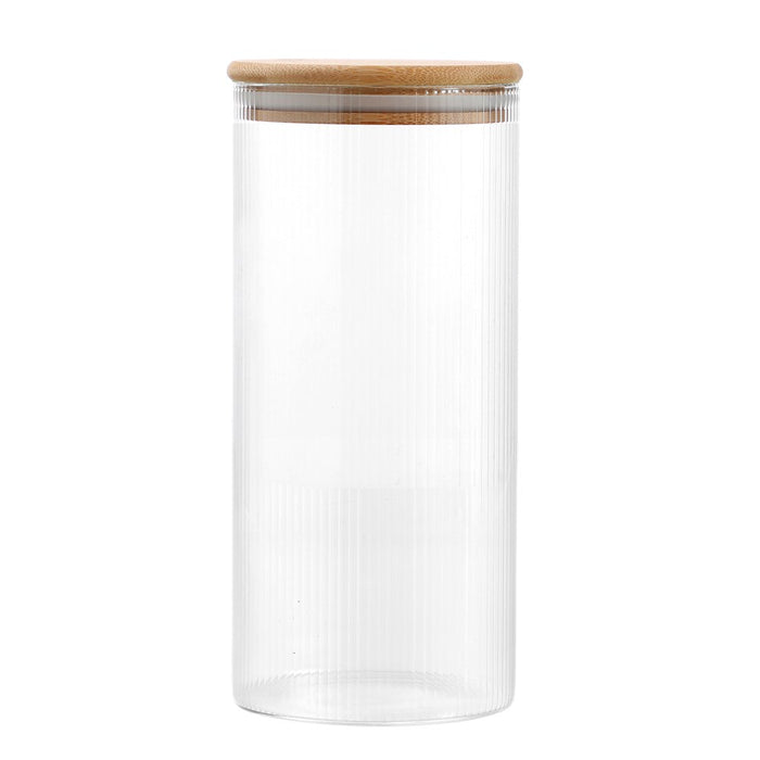 Lemon & Lime CAMDEN RIBBED GLASS JAR WITH BAMBOO LID 1400ML