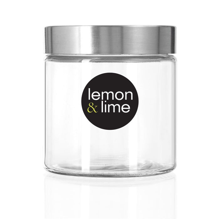 Lemon & Lime ALTO GLASS JAR S/STEEL LID 830ML 12X11CM