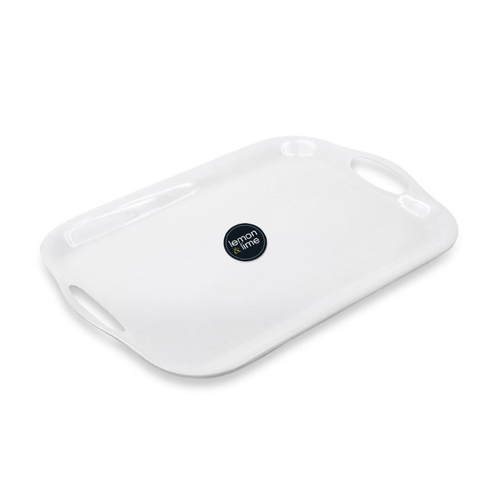 Lemon & Lime MELAMINE TRAY WITH HANDLES 41X28.5CM WHITE