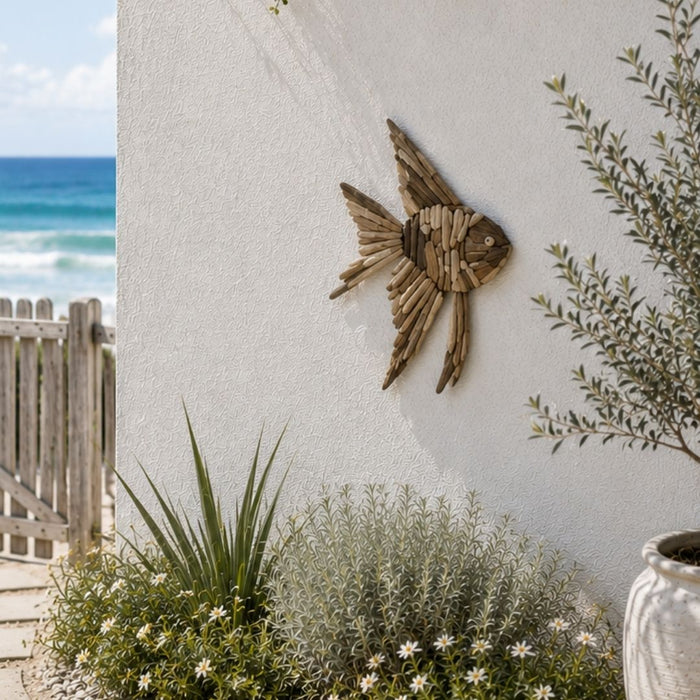 2 set Driftwood Angel Fish Wall Art