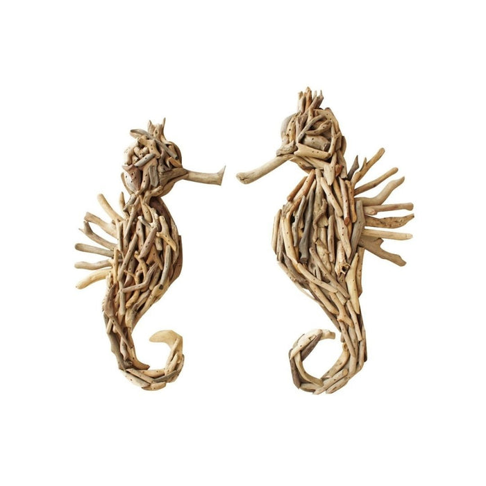 2 set Driftwood Seahorse Wall Arts - L ¨C 40cm long x 22cm wide x 4cm deep