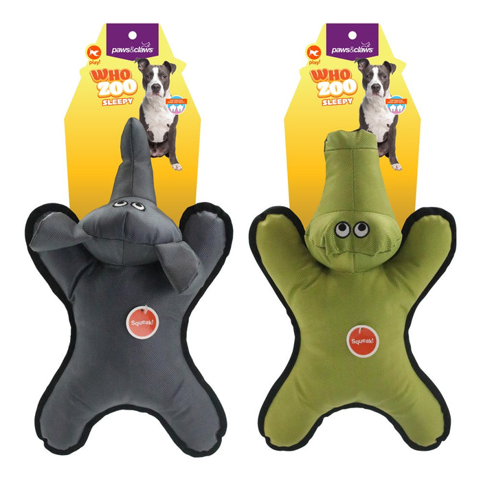 Paws & Claws WHO ZOO SLEEPY ANIMALS TOY 37X23CM ALLIGATOR & ELEPHANT