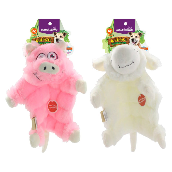 Paws & Claws ANIMAL KINGDOM SQUEAKY BLANKY 32X27CM SHEEP & PIG