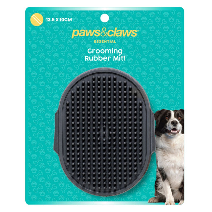 Paws & Claws GROOMING MITT RUBBER 13.5X10CM GREY
