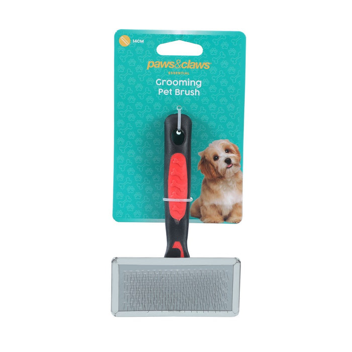 Paws & Claws METAL GROOMING PET BRUSH 14CM BLACK & RED