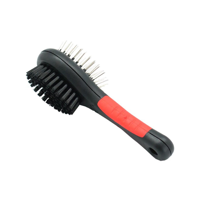 Paws & Claws GROOMING BRUSH DOUBLE SIDED 17.5CM BLACK & RED
