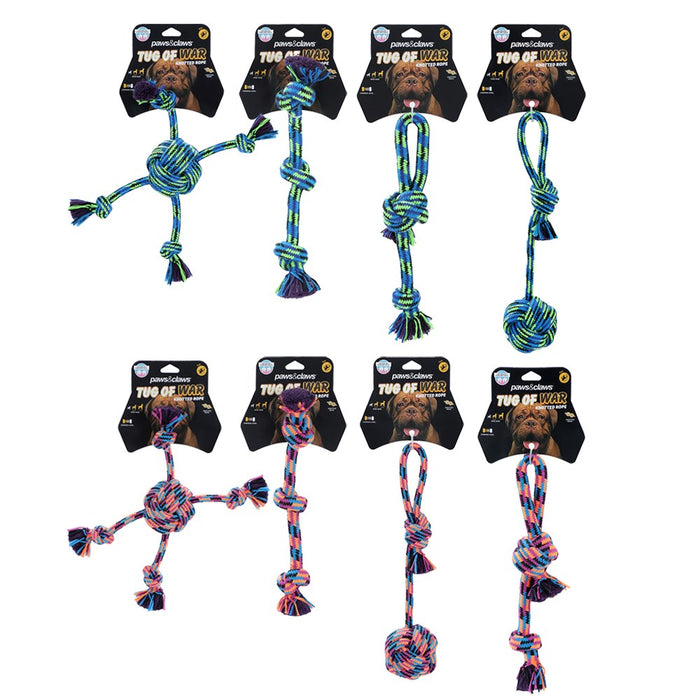 Paws & Claws TUG-OF-WAR KNOTTED ROPE STYLES, 2 COLOURS 35X1-2CM 176G