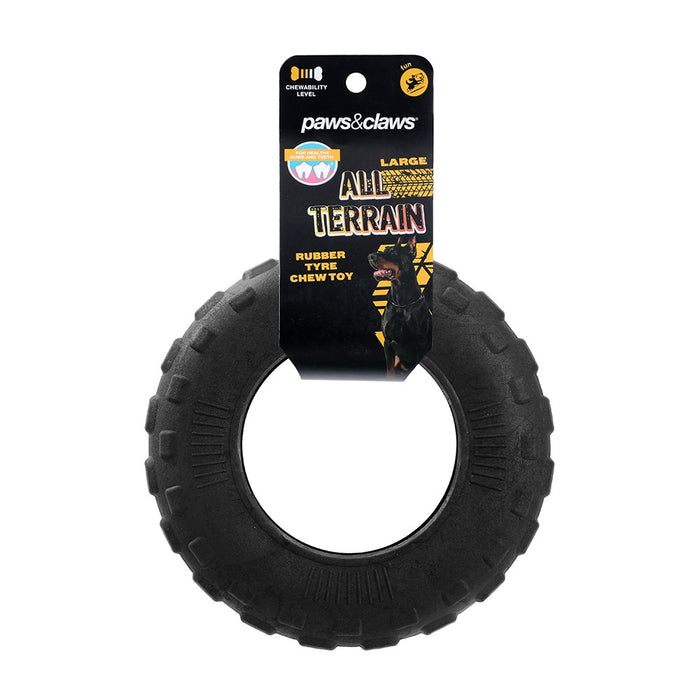 Paws & Claws ALL TERRAIN RUBBER TYRE LARGE CHEW TOY 21X21X5.5CM
