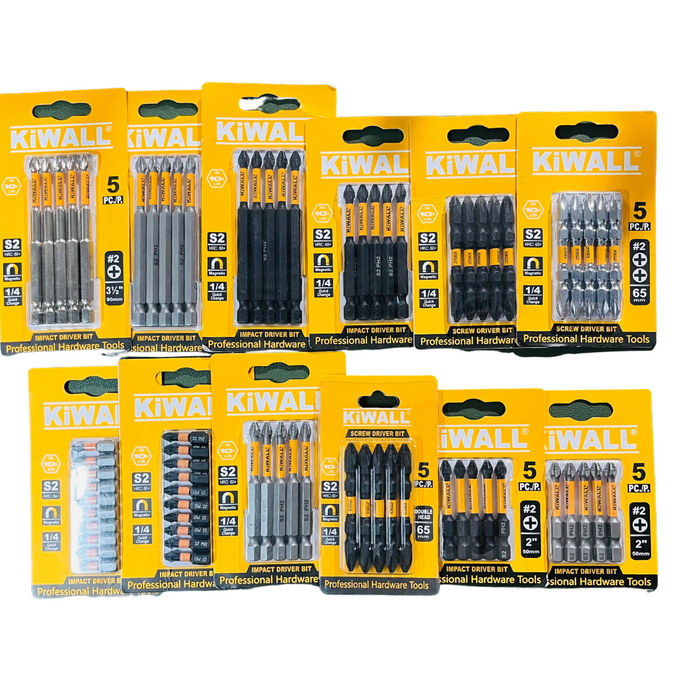 Professional 5-Piece #2 Phillips Power Bit Set for Precision Work – Includes Unique Double-Ended Bit and Multiple Sizes (25mm to 89mm) – Bulk Order Capable