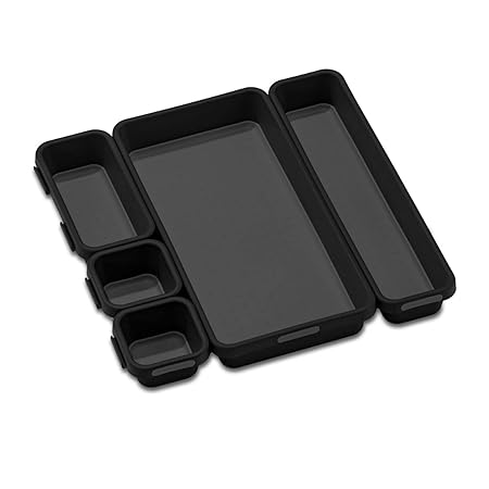 5 PCE CLASSIC LARGE INTERLOCKING BIN PACK CARBON