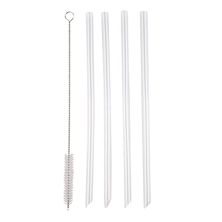 DRINK BOTTLE STRAWS SET 4 W/CLEANING BRUSH