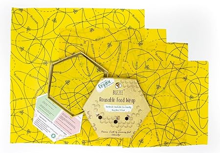 ORGANIC BEESWAX WRAPS PACK 4 BUSY BEES
