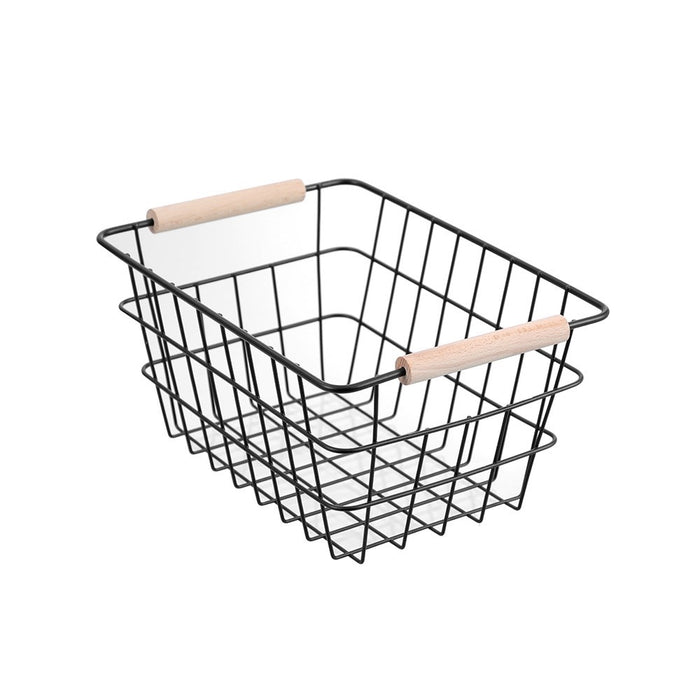 Boxsweden Toska Wire Basket Beech Handle 24.5X18.5X12Cm Black