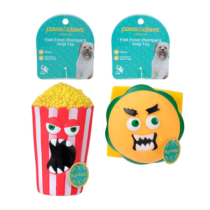 Paws & Claws FAST FOOD CHOMPERS VINYL CHEW TOY 16X9X9CM