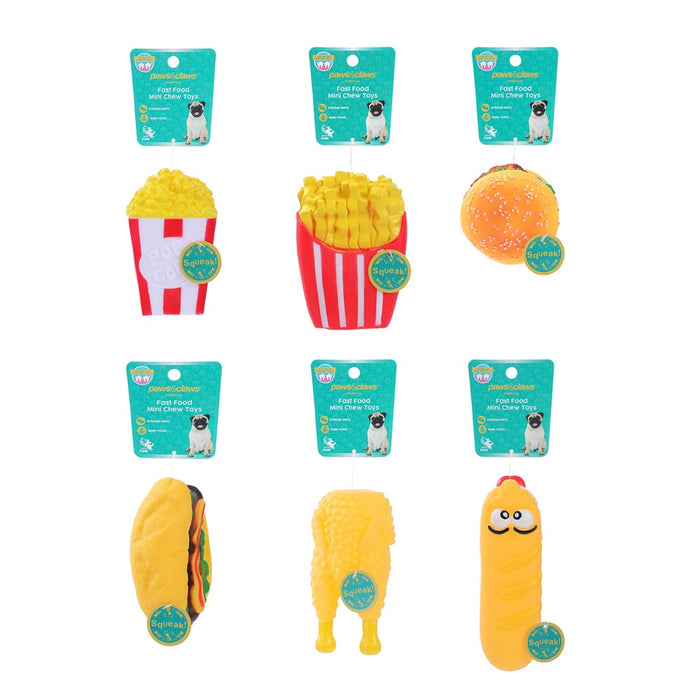 Paws & Claws FAST FOOD MINI CHEW TOYS VINYL 12X7X5.5CM