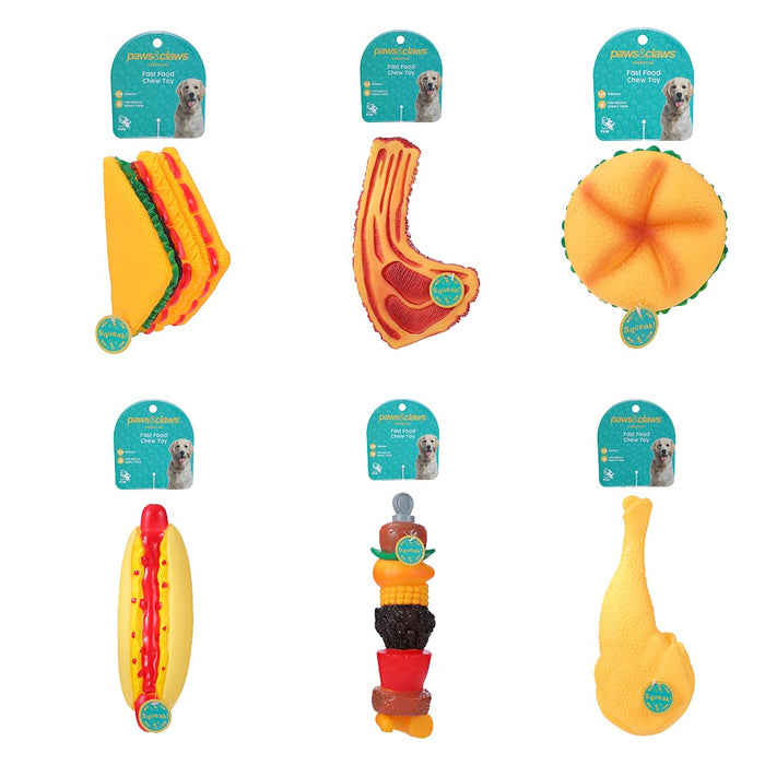 Paws & Claws FAST FOOD LARGE CHEW TOYS VINYL CLIP STRIP 26X11X5CM